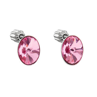Evolution Group Pendientes de botón rosa con cristales Swarovski 31274.3 Rosa 