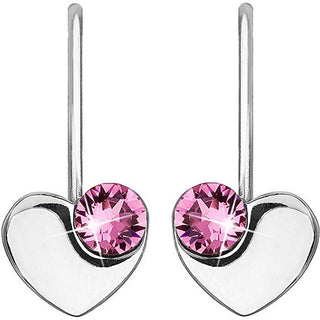 Evolution Group Pendientes de corazón de plata con Swarovski 31299.3 Rose 
