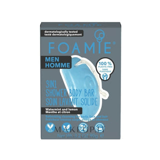 Foamie Gel de ducha para hombre para rostro, cuerpo y cabello Seas The Day (3 In 1 Shower Body Bar) 90 G 