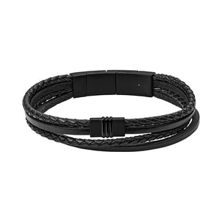 Fossil Bracciale Pelle Nera Jf03098001 — Bracciale
