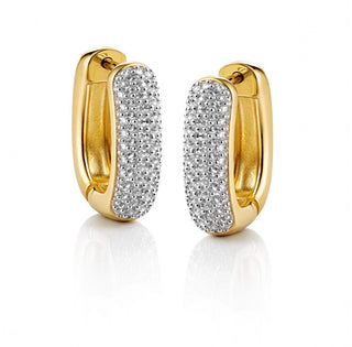 Guess Orecchini Ovali Placcati Oro con Zirconi JSBE04532JWYGT/U — Orecchini