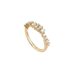 Guess Glittering Gold Plated Ring with Cubic Zirconia Jardin Jsbr04480Jwyg - Size: 52 Mm 