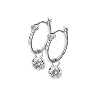 Hot Diamonds Pendientes Redondos de Plata con Diamantes 2In1 Hoops Topaz De628 