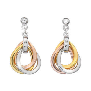 Hot Diamonds Pendientes de plata tricolor con diamantes Trio De645 