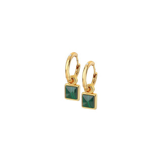 Hot Diamonds Pendientes Redondos de Lujo con Diamantes y Malaquita 2 en 1 Jac Jossa Hope De713 