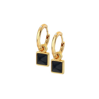 Hot Diamonds Deliciosos pendientes de aro con diamantes y ónix 2 en 1 Jac Jossa Hope De737 