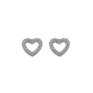 Hot Diamonds Pendientes de corazón de plata con circonitas cúbicas Silver Whisper Swe004 