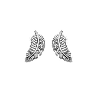 Hot Diamonds Pendientes de plata con pluma y circonitas cúbicas Silver Whisper Swe008 