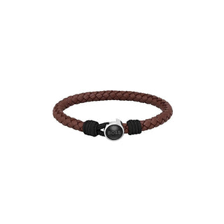 Hugo Boss Pulsera de Moda de Piel Negra Classic 1580467 - Longitud: 17,5 Cm 