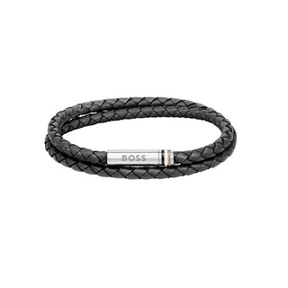 Hugo Boss Elegante Pulsera Doble De Cuero 1580489 - Longitud: 17,5 Cm 