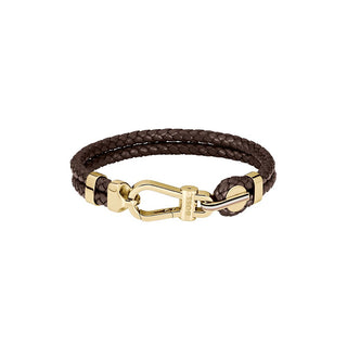 Hugo Boss Bracciale Doppio Pelle Marrone 19 Cm 1580700 — Bracciale