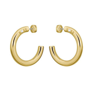 Hugo Boss Pendientes de aro de acero chapado en oro Live Statement 1580738 