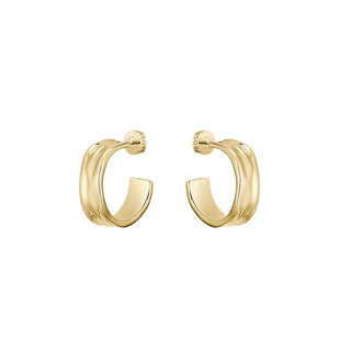 Hugo Boss Pendientes de aro macizos de acero chapado en oro Ripple 1580776 