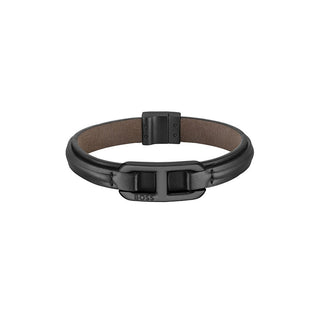Hugo Boss Elegante Pulsera de piel negra Kode 1580784 - Longitud: 19 Cm 