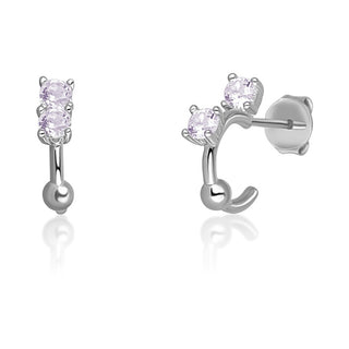 Jvd Pendientes de aro de plata con circonitas violeta claro Svle0701Xh2F200 