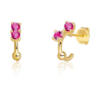 Jvd Pendientes chapados en oro con anillos de plata con circonitas fucsia Svle0701Xh2Gr00 