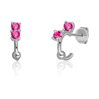 Jvd Pendientes de aro de plata con circonitas fucsia Svle0701Xh2R100 
