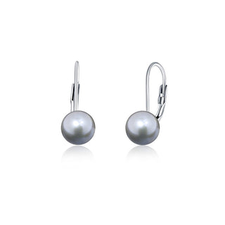 Jvd Pendientes de Plata con Verdaderas Perlas Grises Svle0476Xd2P6 - Diámetro: 0,9 Cm 