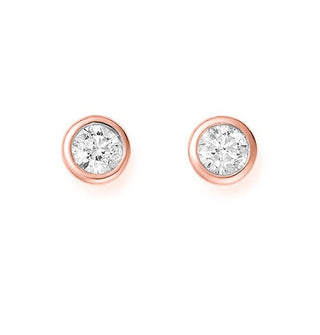 Jvd Pendientes de botón de bronce de alta calidad con circonitas Svle1517Xh2Ro - Diámetro: 0,6 Cm 