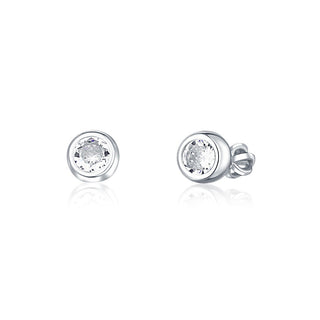 Jvd Pendientes de botón en plata de ley con circonitas Svle1517Xh2Bi - Diámetro: 0,7 Cm 