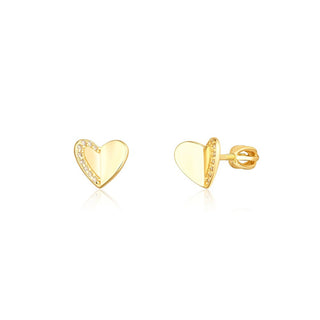 Jvd Pendientes de corazón chapados en oro con circonitas Svle1739Xh2Gosr 