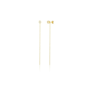 Jvd Orecchini Lunghi 2 In 1 Placcati Oro Con Zircone SVLE1848X75Go00 — Orecchini