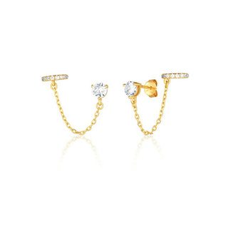Jvd Pendientes modernos chapados en oro con circonitas Svle1995Xh2Go00 