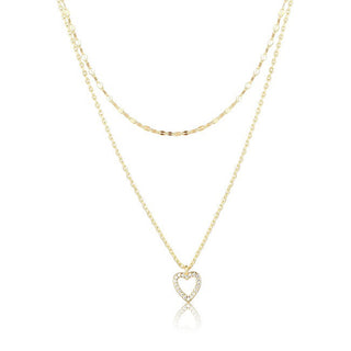 Jvd Collar Doble Chapado en Oro Corazón con Circonitas Svln0637X61Go45 