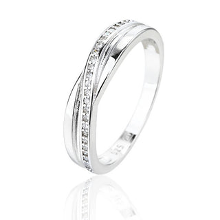 Jvd Anello Argento Zirconi 58 mm — Anello