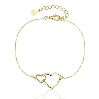 Jvd Pulsera Romántica Chapada en Oro Corazones Unidos Svlb0559Xj6Go18 