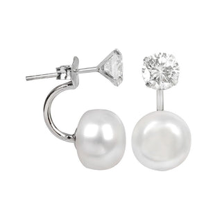 Jwl Luxury Pearls Pendientes Originales Con Perla Auténtica Y Cristal 2In1 Jl0059 