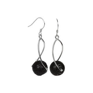 Jwl Luxury Pearls Pendientes largos de plata con piedras de lava negras Jl0280 