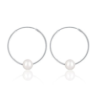 Jwl Luxury Pearls Pendientes de aro de plata con auténticas perlas blancas Jl0633 