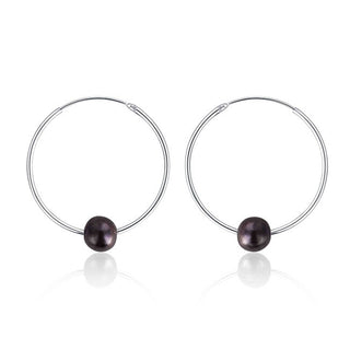 Jwl Luxury Pearls Pendientes de aro de plata con auténticas perlas negras Jl0632 