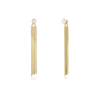 Jwl Luxury Pearls Pendientes largos dorados 2 en 1 con perlas auténticas Jl0654 