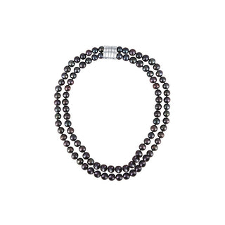 Jwl Luxury Pearls Collar Con Doble/Doble Fila De Perlas Oscuras Verdaderas Jl0657 