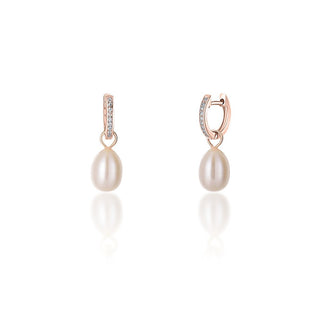 Jwl Luxury Pearls Pendientes redondos de bronce estilo Duquesa Kate con perla auténtica y circonitas 3 en 1 Jl0687 