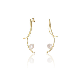Jwl Luxury Pearls Pendientes Largos Chapados en Oro Con Verdaderas Perlas Barrocas Jl0682 