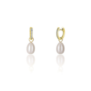 Jwl Luxury Pearls Pendientes chapados en oro estilo duquesa Kate con perla auténtica y circonitas 3 en 1 Jl0686 