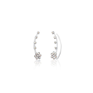 Jwl Luxury Pearls Orecchini Floreali Longitudinali Con Cristalli JL0722 — Orecchini