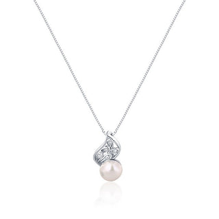 Jwl Luxury Pearls Delicado Collar Con Perla Verdadera Y Circonitas Jl0749 (Cadena, Colgante) 
