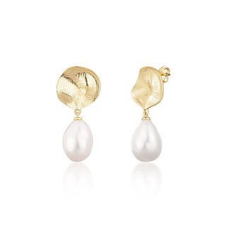 Jwl Luxury Pearls Preciosos Pendientes Chapados en Oro Con Verdaderas Perlas Barrocas Jl0724 