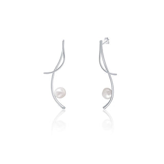 Jwl Luxury Pearls Pendientes largos de plata con auténticas perlas barrocas y circonitas Jl0681 