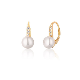 Jwl Luxury Pearls Pendientes Chapados en Oro Amarillo con Perlas y Circonitas Jl0769 