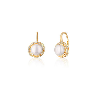 Jwl Luxury Pearls Pendientes de lujo chapados en oro amarillo con auténticas perlas de río Jl0768 