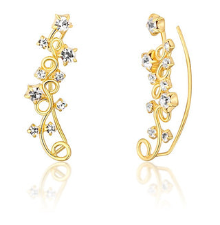 Jwl Luxury Pearls Preciosos Pendientes Largos Chapados en Oro con Cristales Jl0740 