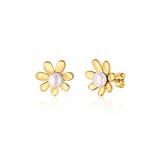 Jwl Luxury Pearls Deliciosos pendientes chapados en oro con auténticas perlas de río Flowers Jl0775 