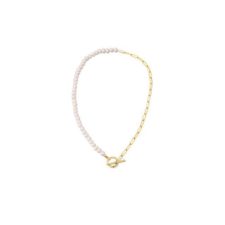 Jwl Luxury Pearls Collar Trendy chapado en oro con auténticas perlas de río Jl0787 