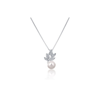 Jwl Luxury Pearls Bellissima Collar de plata con perla auténtica y circonitas Jl0785 (Cadena, Colgante) 