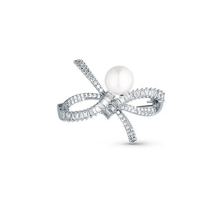 Jwl Luxury Pearls Spilla Fiocco Perla Cristalli — Spilla